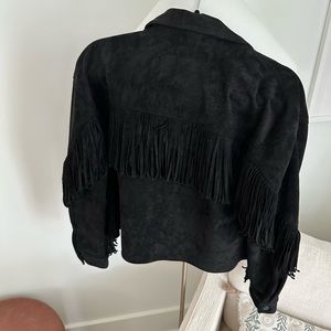 BLANK NYC black suede fringe jacket